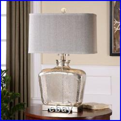 1 Light Contemporary Table Lamp with Mercury Glass Base and Rectangle Hardback