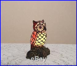 10.5H Stained Glass Tiffany Style Owl Night Light Table Desk Lamp