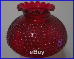 10 Ruby Red Glass Hobnail Student Kerosene Oil Electric Table Lamp Shade PS150R
