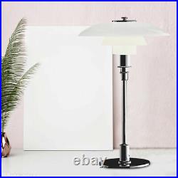 11.2'' White Glass Table Lamp Modern Bedside Light Decor Diameter Free Standing