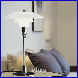 11.2'' White Glass Table Lamp Modern Bedside Light Decor Diameter Free Standing