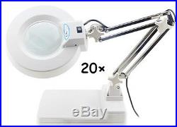 110V 20X Magnifier LED Lamp Light Magnifying White Glass Lens Desk Table
