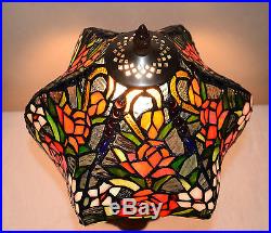 12W Rose Flowers Stained Glass Tiffany Style Table Desk Lamp, Zinc Base