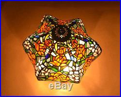 12W Rose Flowers Stained Glass Tiffany Style Table Desk Lamp, Zinc Base