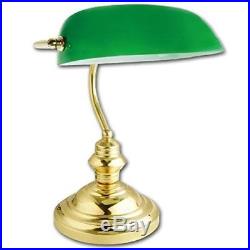 15 Retro Classic Bankers Lamp Table Desk Light Antique Brass Tilt Green Shade