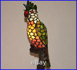 16 H Stained Glass Tiffany Style Parrot Night Light Table Desk Lamp