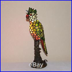 16 H Stained Glass Tiffany Style Parrot Night Light Table Desk Lamp