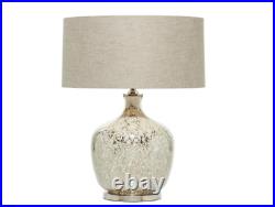 16 in x 26.5 in Beige Drum Shade Silver Beige Mercury Glass Lighting Table Lamp