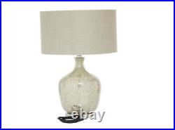 16 in x 26.5 in Beige Drum Shade Silver Beige Mercury Glass Lighting Table Lamp