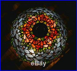 16W Rose Flower Jeweled Stained Glass Tiffany Style Table Desk Lamp, Zinc Base