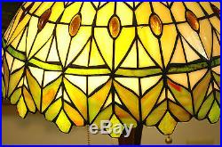 16W yellowithGreen Jeweled Stained Glass Tiffany Style Table Desk Lamp, Zinc Base