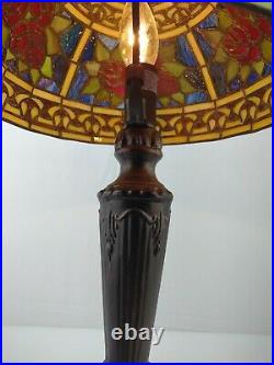 17 Tiffany Style Stained Glass Table Lamp Red Roses