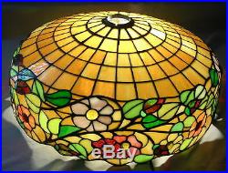 18 Leaded Stained Glass Jeweled Dogwood Beetles Hanging Table Floor Lamp Shade
