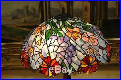 18W Flowers Stained Glass Tiffany Style Jeweled Table Desk Lamp, Zinc Base