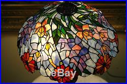 18W Flowers Stained Glass Tiffany Style Jeweled Table Desk Lamp, Zinc Base