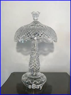 19 Waterford Crystal L11 Achill Electric Hurricane Table Lamp, Shade & Finial