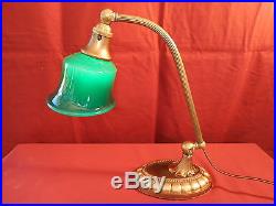 1920s EMERALITE ART DECO DOUBLE KNUCKLE DESK LAMP With GLASS SHADE