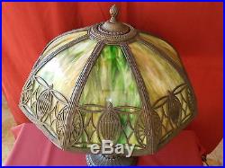 1930s ART NOUVEAU SLAG GLASS TABLE LAMP