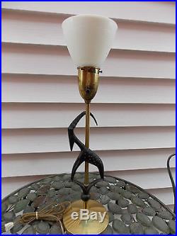 1950s Era Rembrandt Antelope Table Lamp Set Fiber Glass Shades Set of 2