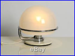 1960s italian Guzzini metal table lamp and glass shade Space Age Design