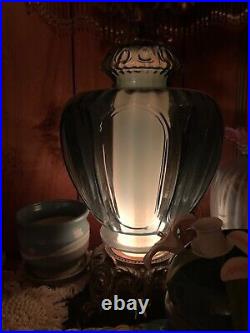 1970s MCM GLASS TABLE LAMP BLUE NIGHT GLO