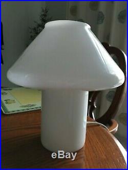 1970s White Mushroom Glass Table Lamp Designed by Hala Zeist Netherlands