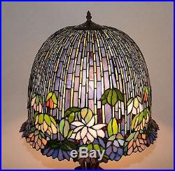 19W metal Base Lotus Water Lily Flower Stained Glass Tiffany Style Table Lamp