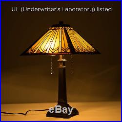 2-Light Tiffany-Style Lamp Art Glass Geometry Shape Table Lamp UL Listed