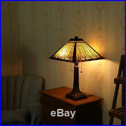 2-Light Tiffany-Style Lamp Art Glass Geometry Shape Table Lamp UL Listed