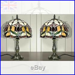 2 x HIGH QUALITY POPULAR TIFFANY STYLE ART DECO STAINED GLASS DESK TABLE LAMP