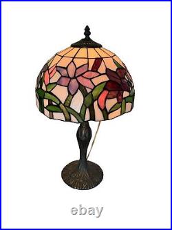 20 Vintage Stained Glass Tiffany Style Table Lamp Works Well Free Shipping