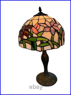 20 Vintage Stained Glass Tiffany Style Table Lamp Works Well Free Shipping