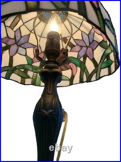 20 Vintage Stained Glass Tiffany Style Table Lamp Works Well Free Shipping