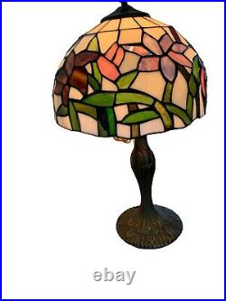 20 Vintage Stained Glass Tiffany Style Table Lamp Works Well Free Shipping