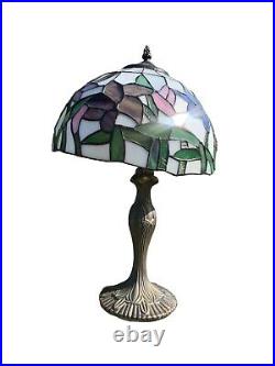 20 Vintage Stained Glass Tiffany Style Table Lamp Works Well Free Shipping