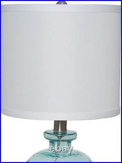 20687-000 Textured Ocean Blue Glass Table Lamp, 18.25H