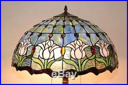 20W Zinc Base Tulip flowers Stained Glass Tiffany Style Jeweled Table Lamp