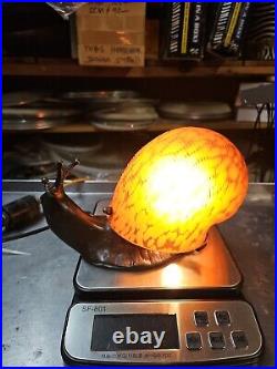 20th century french glass metal snail lamp vintage Brass