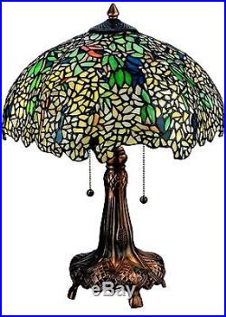 22 Inch H Tiffany Laburnum Table Lamp In Mahogany Bronze Authentic Stained Glass