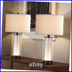 23.25'' Glass Table Lamp Set with Built-in glass table lamp with night light