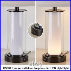 23.25'' Glass Table Lamp Set with Built-in glass table lamp with night light