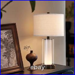 23.25'' Glass Table Lamp Set with Built-in glass table lamp with night light