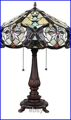 23 Tiffany Style Victorian Stained Glass Double Lit Table Accent Reading Lamp