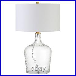 24 Clear Glass Table Lamp With White Drum Shade