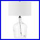 24 Clear Glass Table Lamp With White Drum Shade