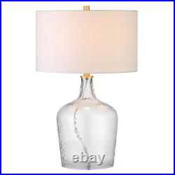 24 Clear Glass Table Lamp With White Drum Shade