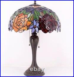 24 Tiffany style Stained Glass Rose Garden Victorian Accent Table Lamp