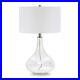 25 Clear Glass Table Lamp With White Drum Shade