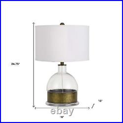 25 Clear Glass Table Lamp With White Drum Shade