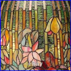 25-Inch High Stained Glass Table Lamp With Lily Pond Shade Tiffany Style Desk Lamp